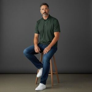 Born Primitive Men's Dark Green Heathered Polo Shirt SS Activewear Size L